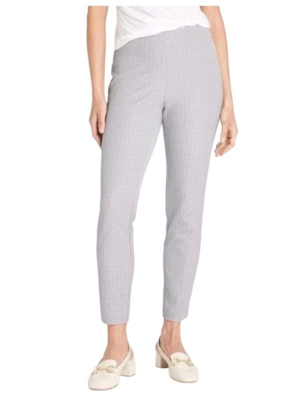 A New Day Skinny Ankle Pants High Rise Stretch Gray Windowpane Size 14R New